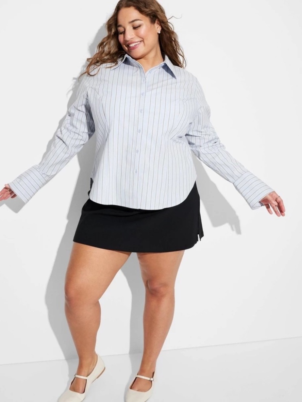 Women's Slim Fit Long Sleeve Button-Down Suiting Shirt - Wild Fable™ Blue Stripe